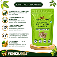 Safed Musli Powder (100gm) | for Stamina and Energy | 100% Pure, Preservative free | No Artificial flavour or color added