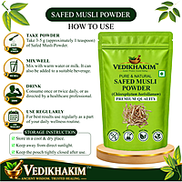 Safed Musli Powder (100gm) | for Stamina and Energy | 100% Pure, Preservative free | No Artificial flavour or color added