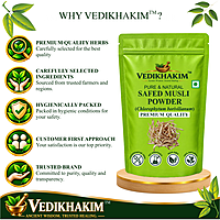 Safed Musli Powder (100gm) | for Stamina and Energy | 100% Pure, Preservative free | No Artificial flavour or color added