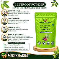 Beetroot Powder | For Drinking & Face Pack | Supports Heart & Brain Health | 100% Pure & Preservative-Free | Men & Women