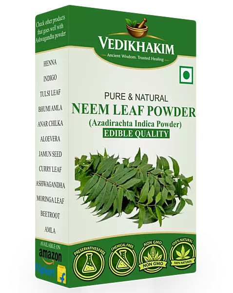 Neem Leaf Powder for Eating Skin & Hair and Face Pack | Anti-Pimple, Anti-Bacterial, Fight Dandruff | 100% Pure and Natural | No Chemical, No preservative, Paraben-Free