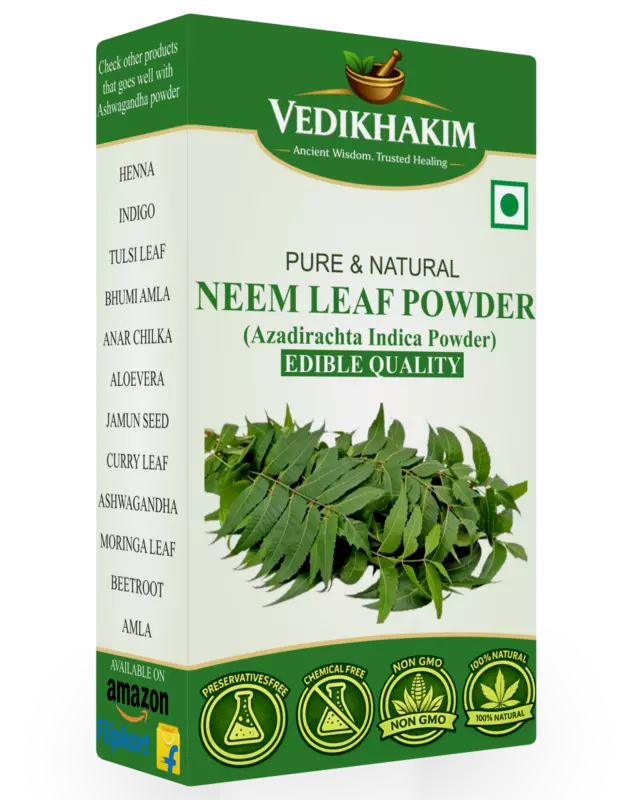 Neem Leaf Powder for Eating Skin & Hair and Face Pack | Anti-Pimple, Anti-Bacterial, Fight Dandruff | 100% Pure and Natural | No Chemical, No preservative, Paraben-Free