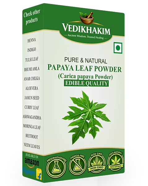 Papaya Leaf Powder I Supports Healthy Blood Platelets I Skin Brightening | 100% Natural | Digestion | Herbal Supplement for Normal Blood Sugar Levels I Anti-Oxidant Agent
