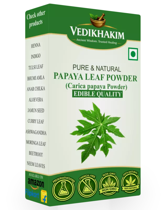 Papaya Leaf Powder I Supports Healthy Blood Platelets I Skin Brightening | 100% Natural | Digestion | Herbal Supplement for Normal Blood Sugar Levels I Anti-Oxidant Agent