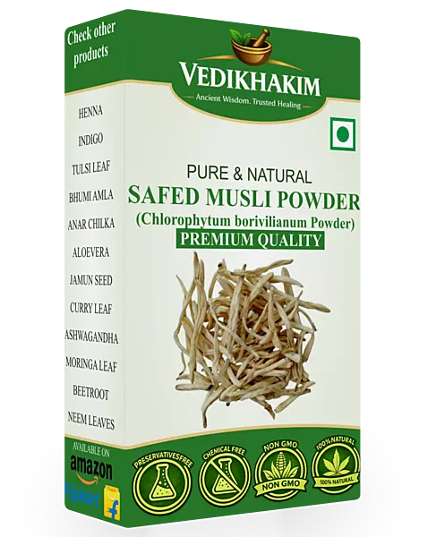 Safed Musli Powder (100gm) | for Stamina and Energy | 100% Pure, Preservative free | No Artificial flavour or color added