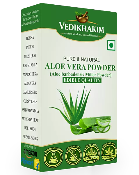 Aloe vera Powder | Natural Face |  Hair Pack for Skin Hydration | Nourishment & Scalp Care | 100% Pure & Natural | Paraben Free