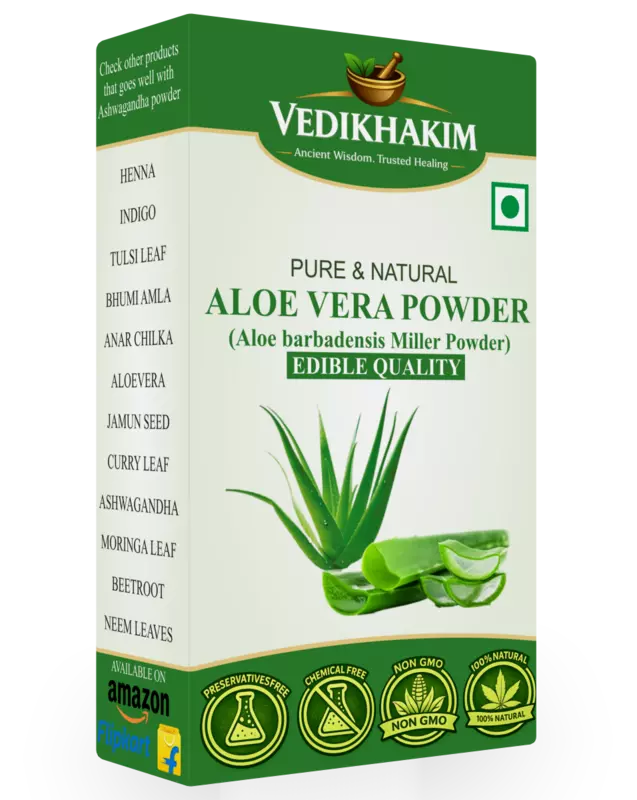 Aloe vera Powder | Natural Face |  Hair Pack for Skin Hydration | Nourishment & Scalp Care | 100% Pure & Natural | Paraben Free