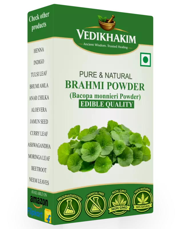 Brahmi Powder | for Brain Health Memory, Focus | Hair Care |No Added Preservatives | 100% Pure and Natural | General Wellness | for hair growth